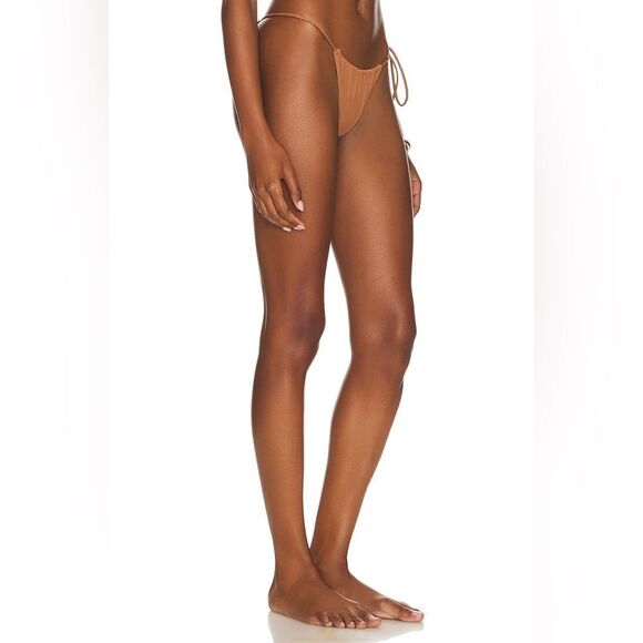 Stone Fox Swim River Rawhide Solid Color Brown Cheeky Bikini Bottom Size Small - Picture 5 of 9
